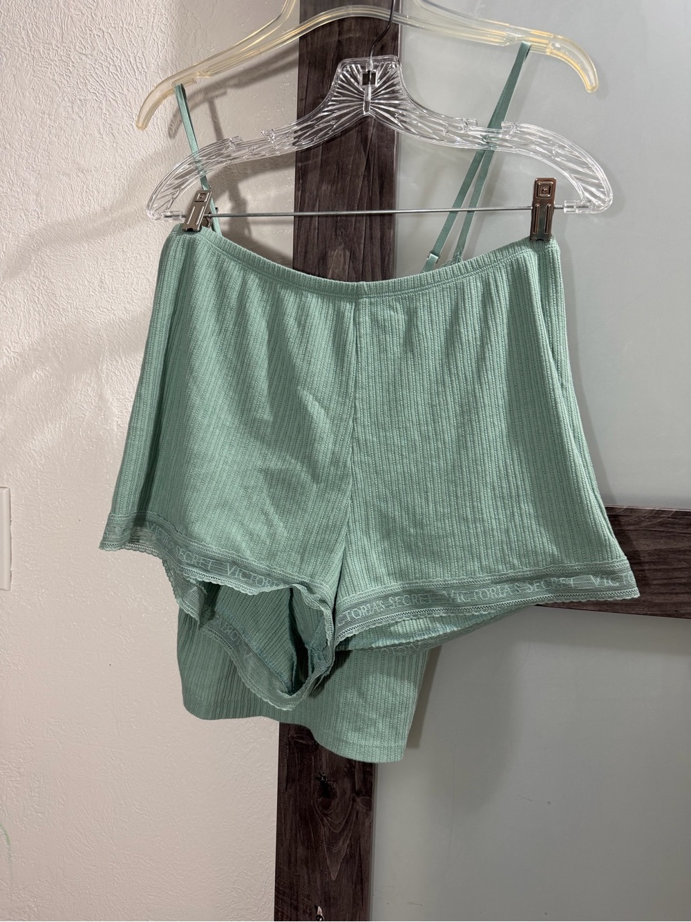 Victoria's Secret Mint Ribbed Pajama Shorts Set